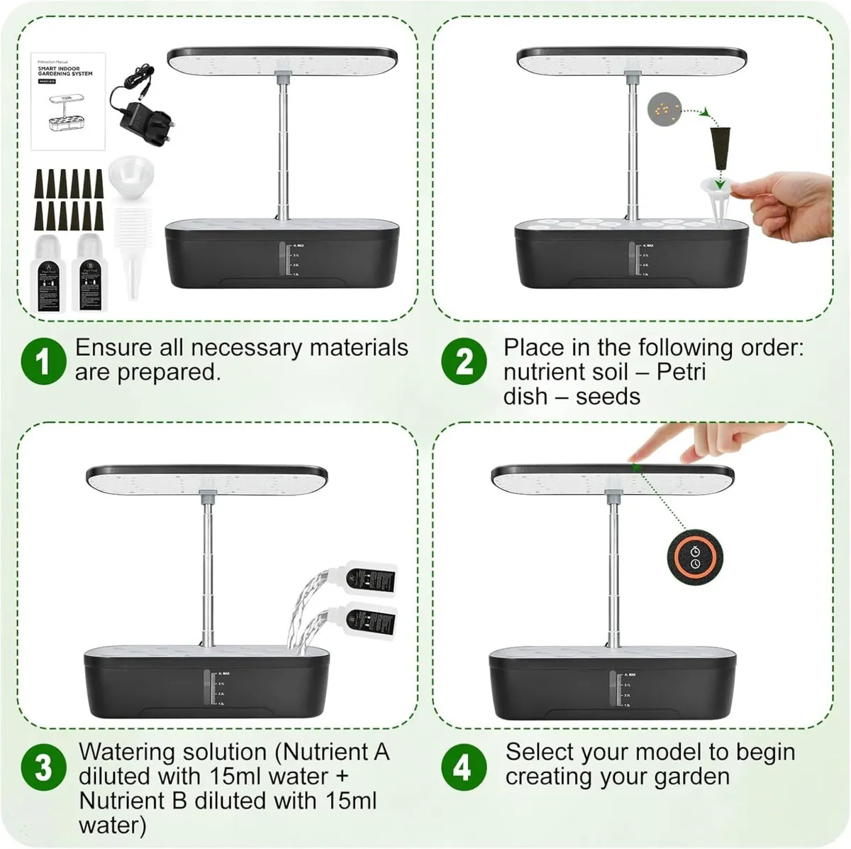 12-Pod Indoor Hydroponic Growing System 20W Full - Image 4
