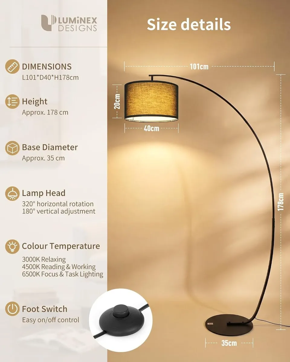 Modern Arc Floor Lamp for Living Room - Image 2