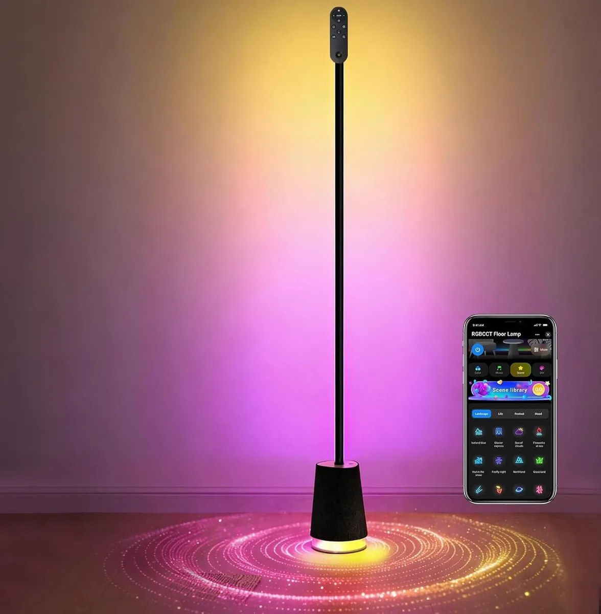 LED Floor Lamp with Speaker Noise Rgbwwic Standing - Image 1