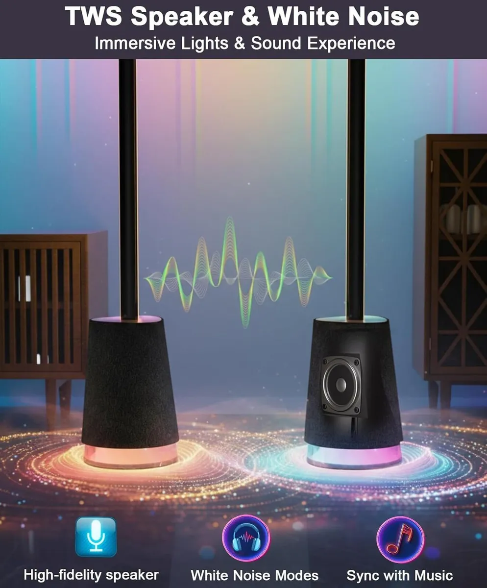 LED Floor Lamp with Speaker Noise Rgbwwic Standing - Image 2