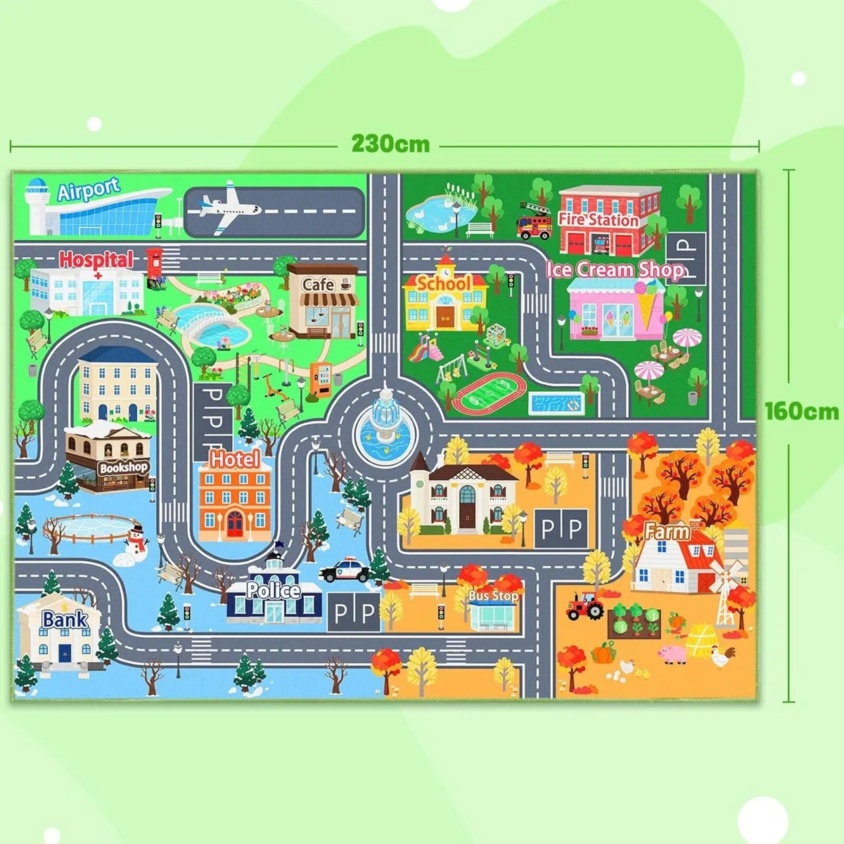 Washable Kids Rug for Playroom City Life Road - Image 2