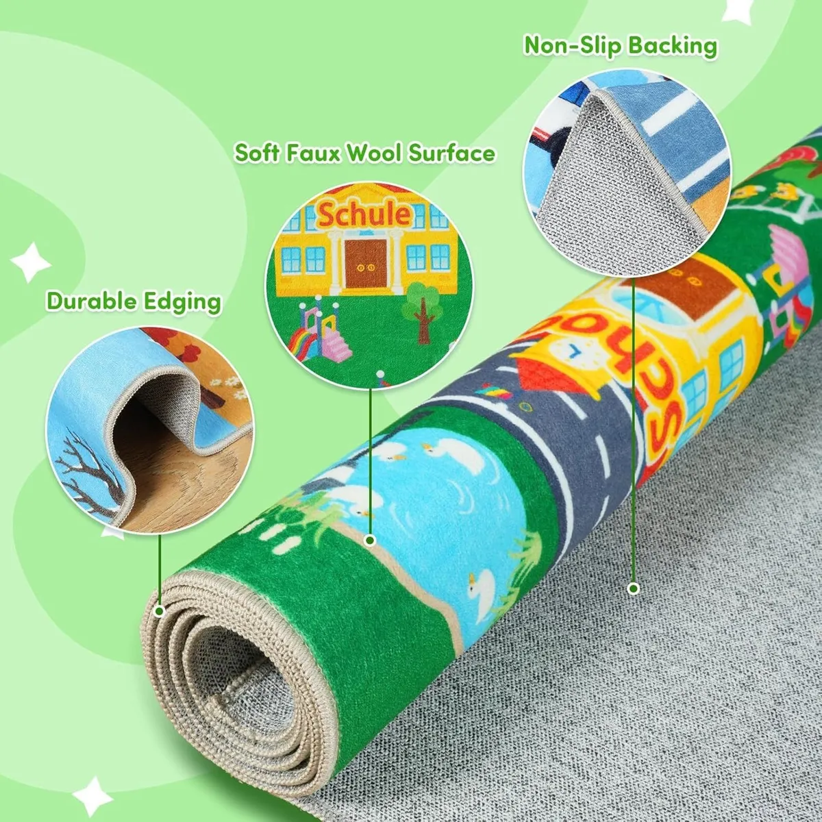 Washable Kids Rug for Playroom City Life Road - Image 3