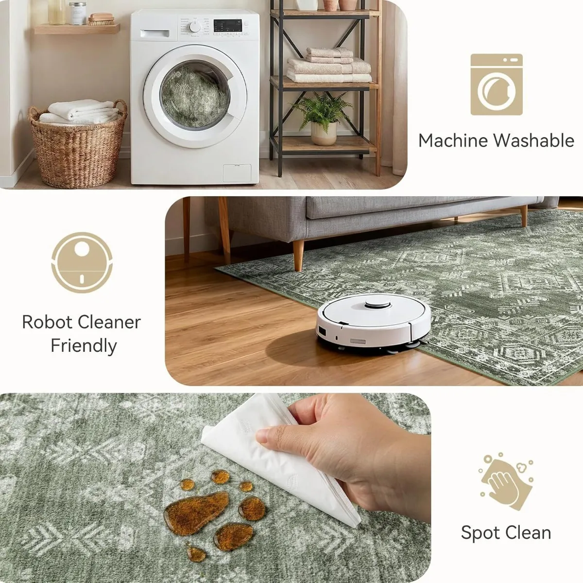 Area Rugs Living Room Washable Rug - Image 4