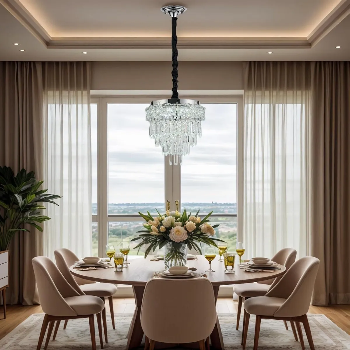 Crystal Chandelier Clear Ceiling Light D12 X H - Image 4