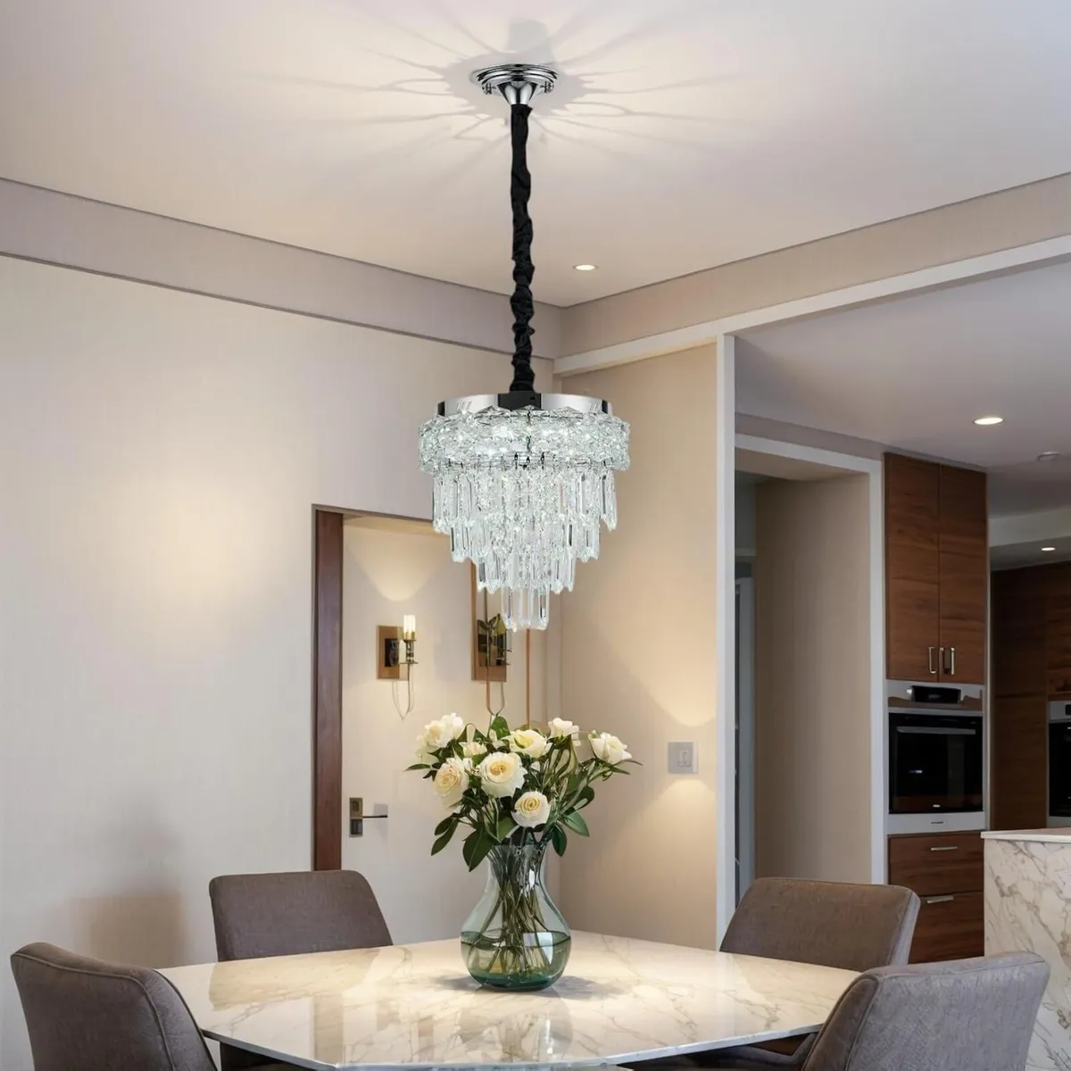 Crystal Chandelier Clear Ceiling Light D12 X H - Image 3