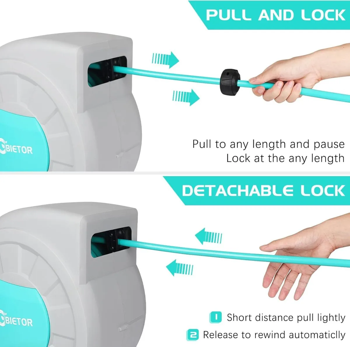 Retractable Garden Hose Reel 1 2" 35m+2m Water - Image 3