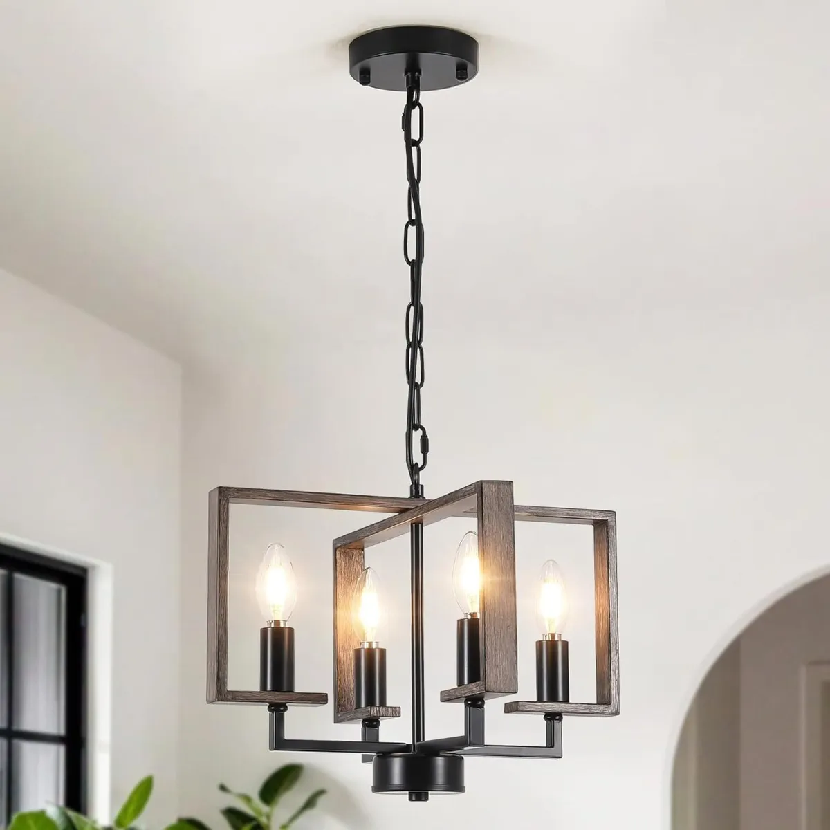 Chandeliers Ceiling Light 15” Imitation Wood - Image 1