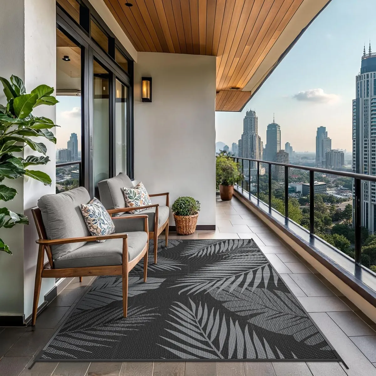 Outdoor Rug Waterproof Reversible Garden Carpet UV - Image 2