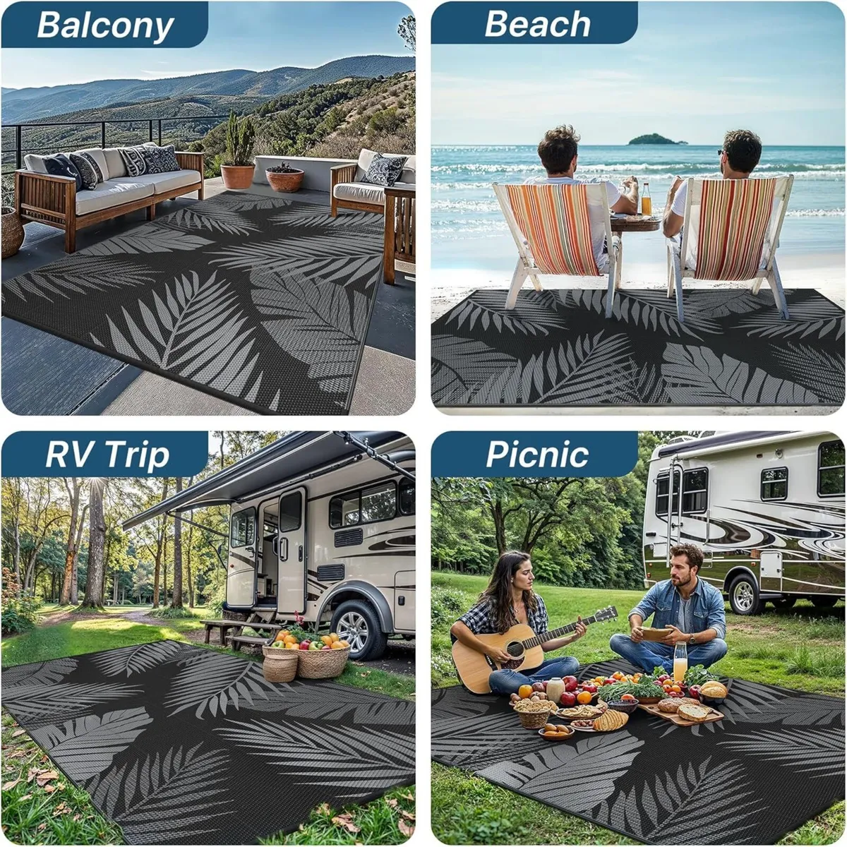 Outdoor Rug Waterproof Reversible Garden Carpet UV - Image 4
