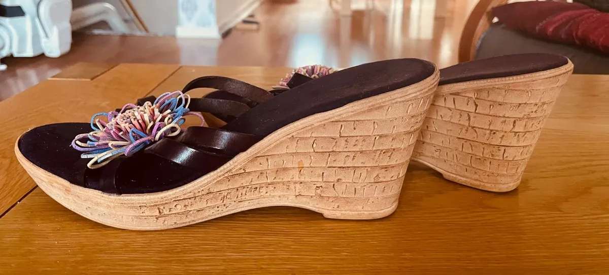 Cork wedges summer sandals with flower - Image 4