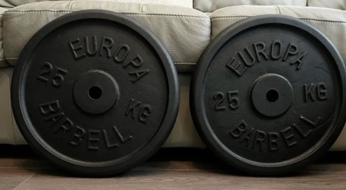 2x25kg standard 1” diameter cast iron weight - Image 1
