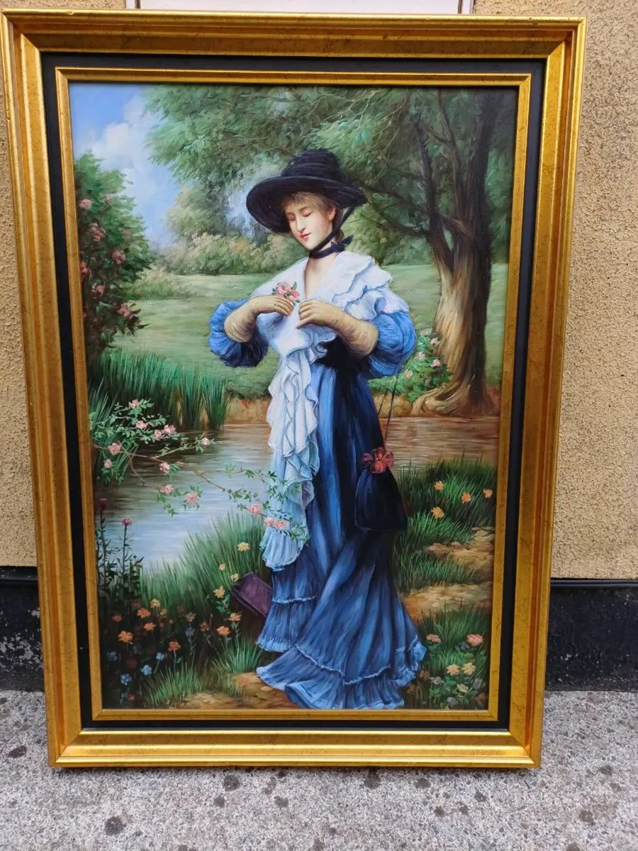 Large Vintage Canvas Picture - Image 1