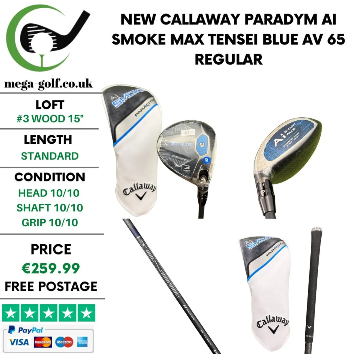 New Callaway Paradym Ai Smoke Max #3 Wood 15° - Image 1
