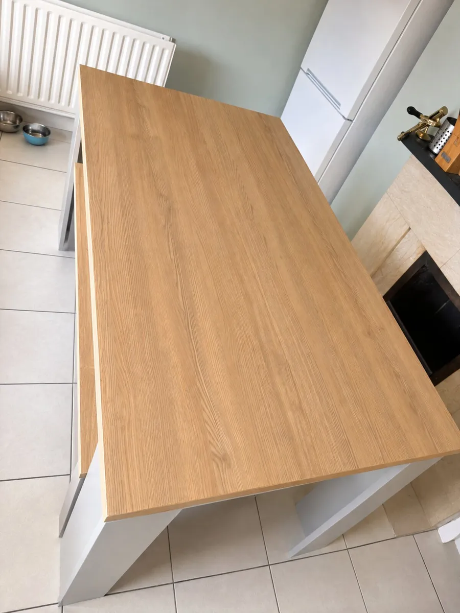 Dining table and 2 benches excellent condition - Image 1