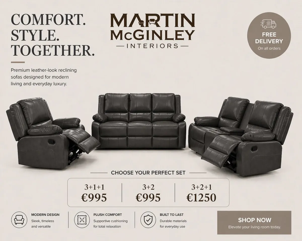 New Full Leather Recliner Sofa Sets - Image 1