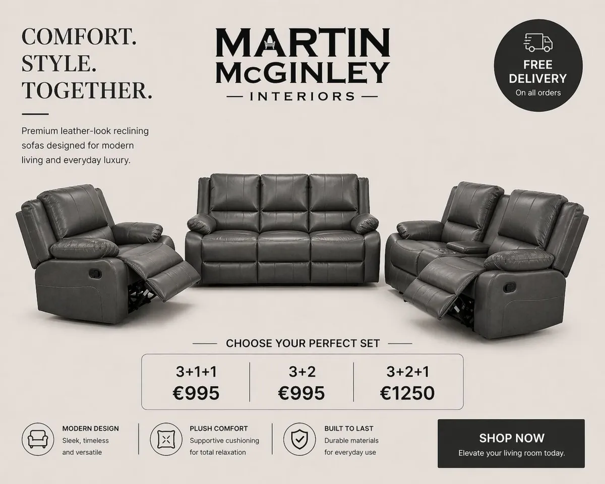 New Leather Full Recliner Sofas - Image 4