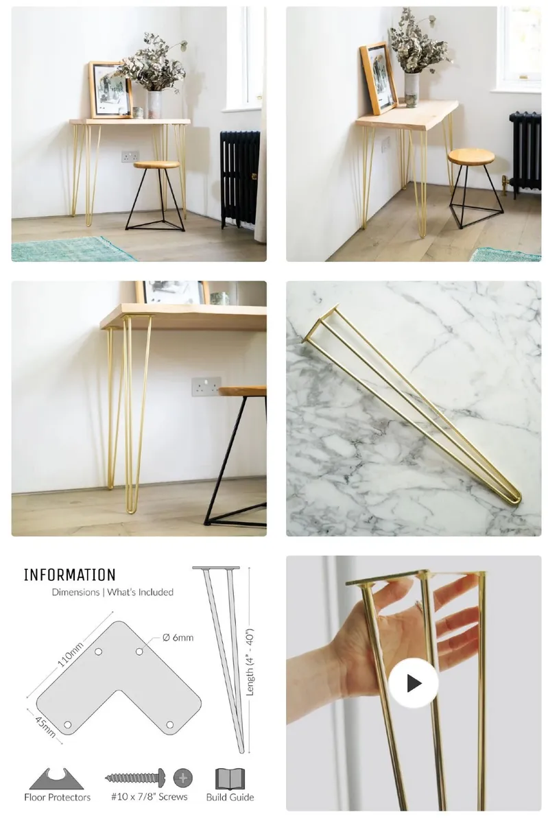 4x Hairpin Dining / Desk Table Legs - Image 3