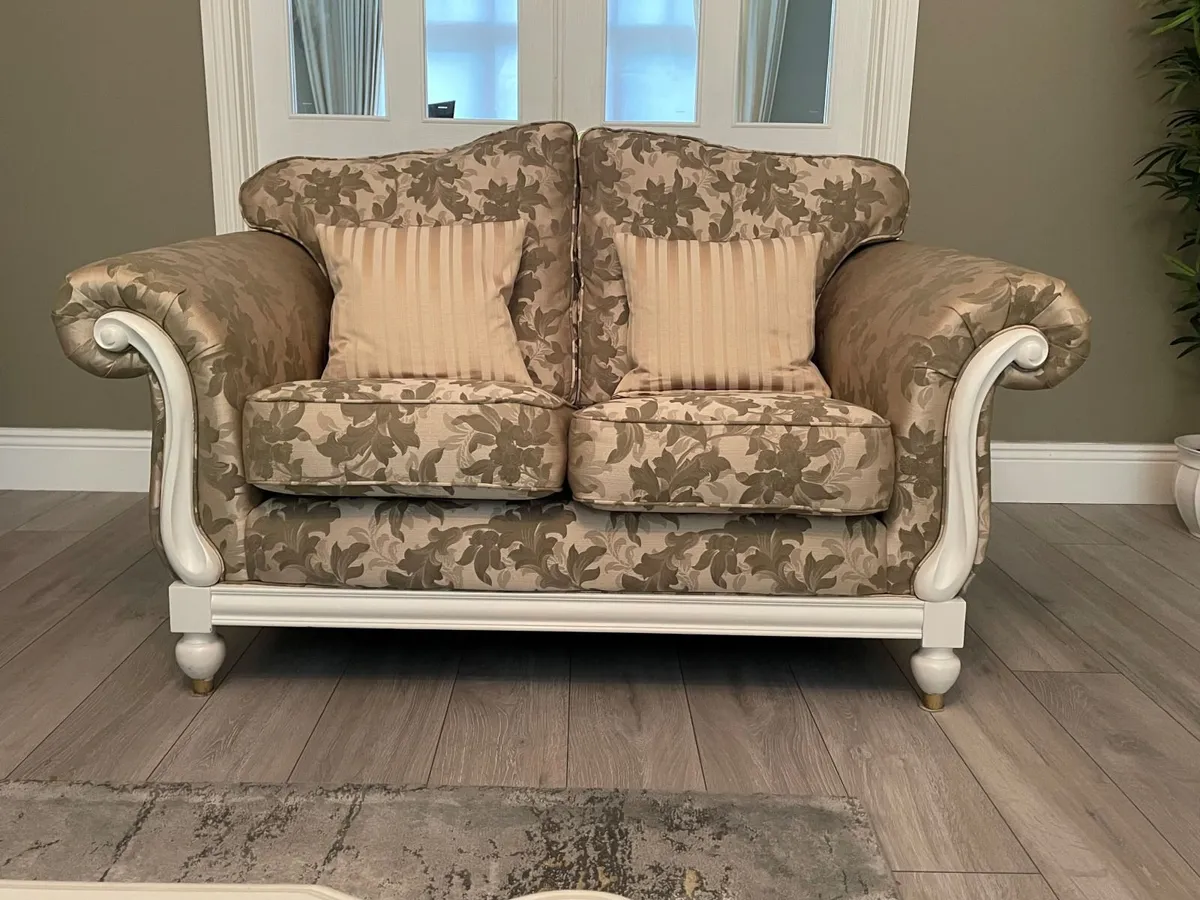 Elegant 3 & 2 Seat Damask Sofas - Image 1