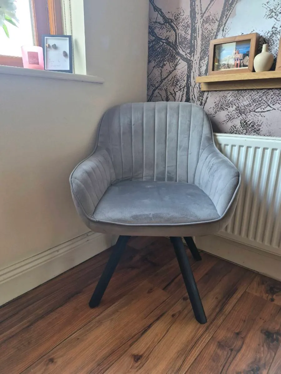 Grey swivel armchair grey suedette armchair - Image 1