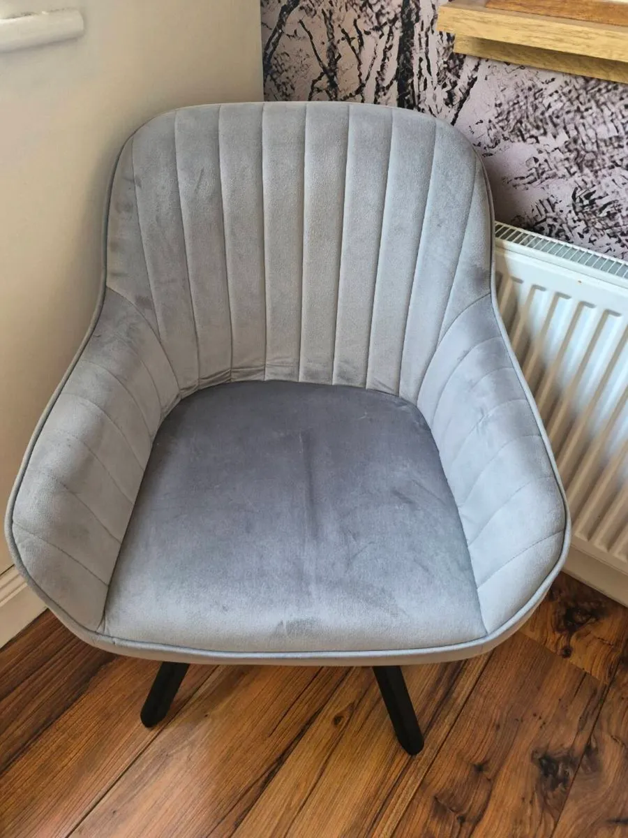 Grey swivel armchair grey suedette armchair - Image 3