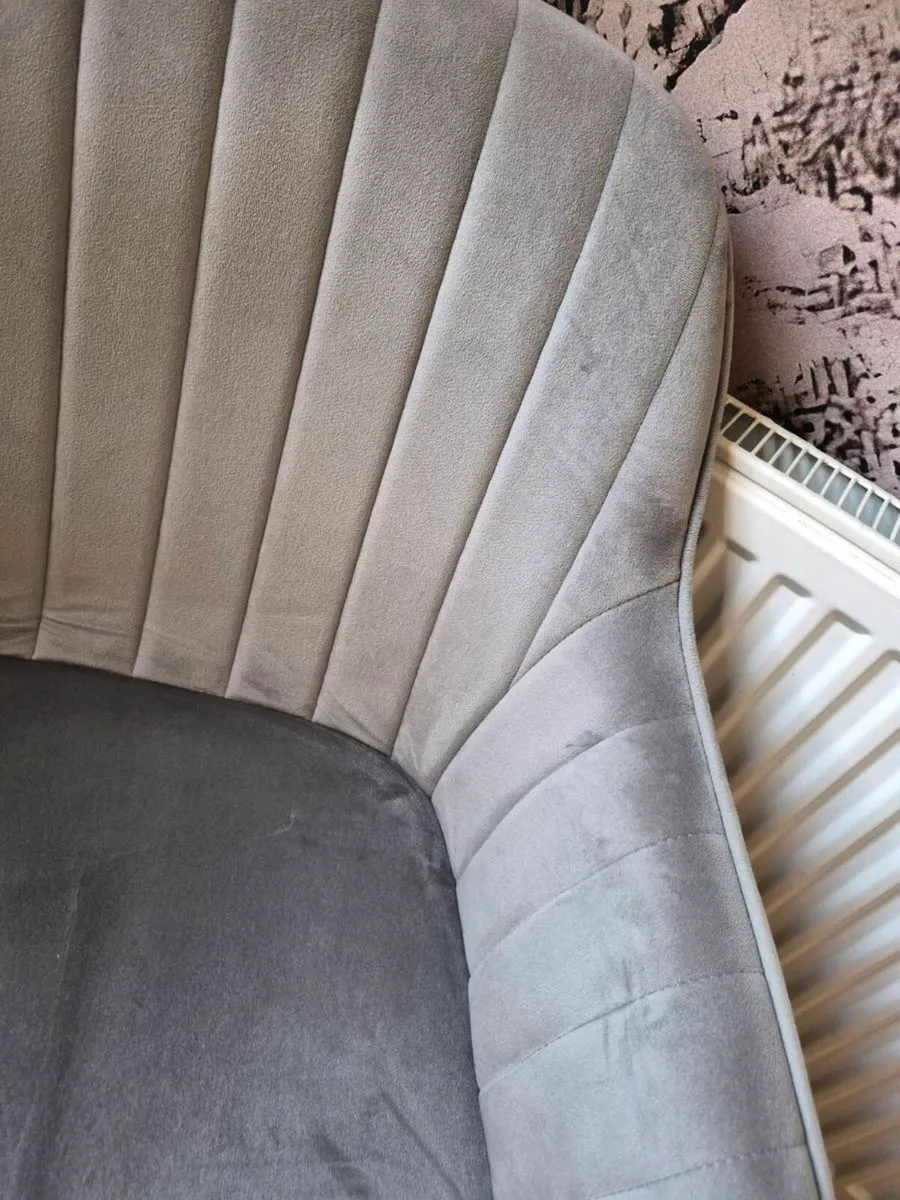 Grey swivel armchair grey suedette armchair - Image 4