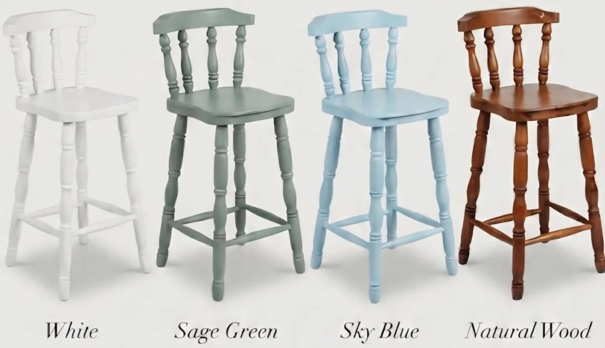 Stunning Pair of Solid Wooden Bar Stools... - Image 3