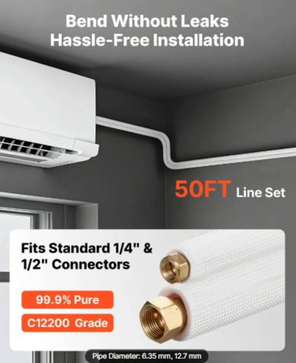 15.2m Mini Split Line Set,6.4 &12.7mm OD AC Copper - Image 3