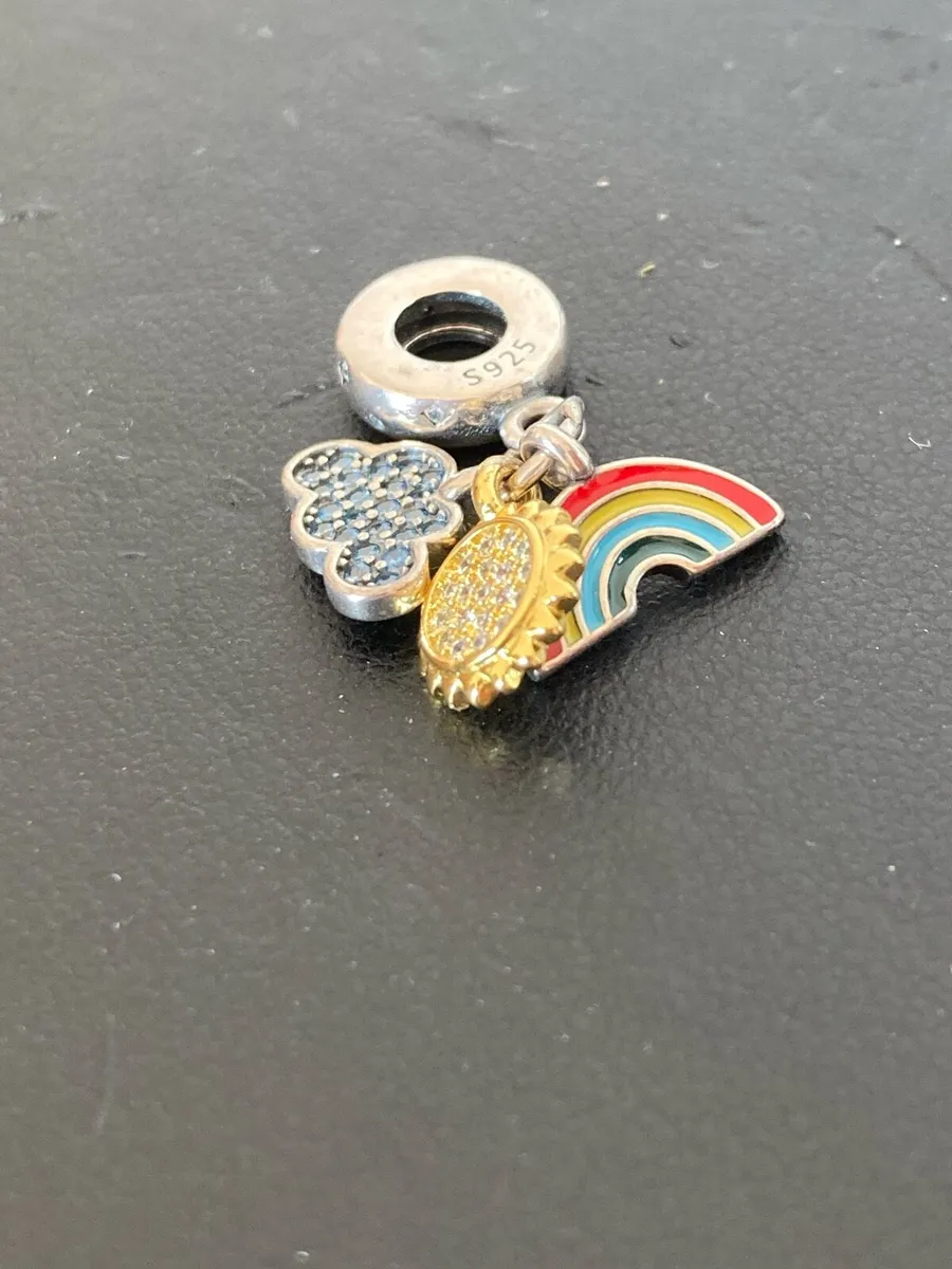 Sterling Silver rainbow, sun & cloud charm - Image 2
