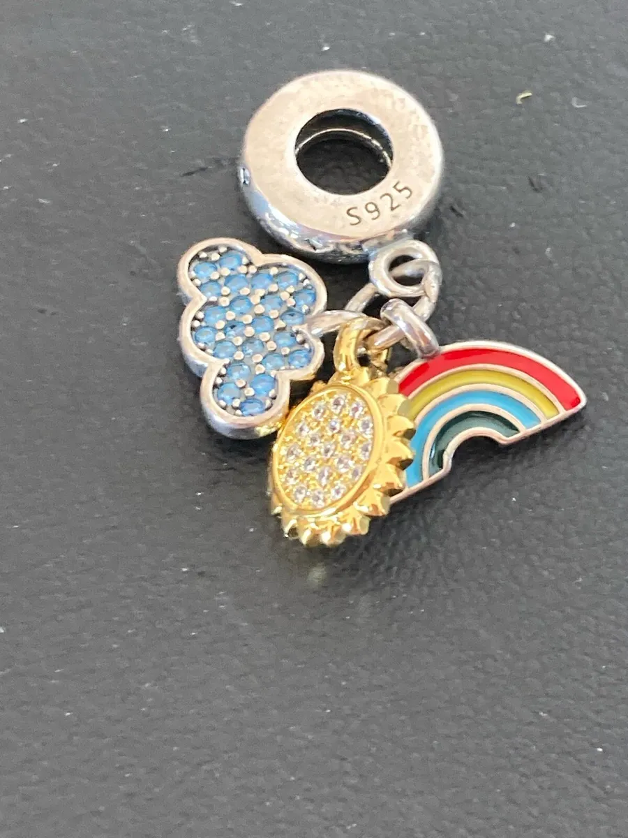 Sterling Silver rainbow, sun & cloud charm - Image 3
