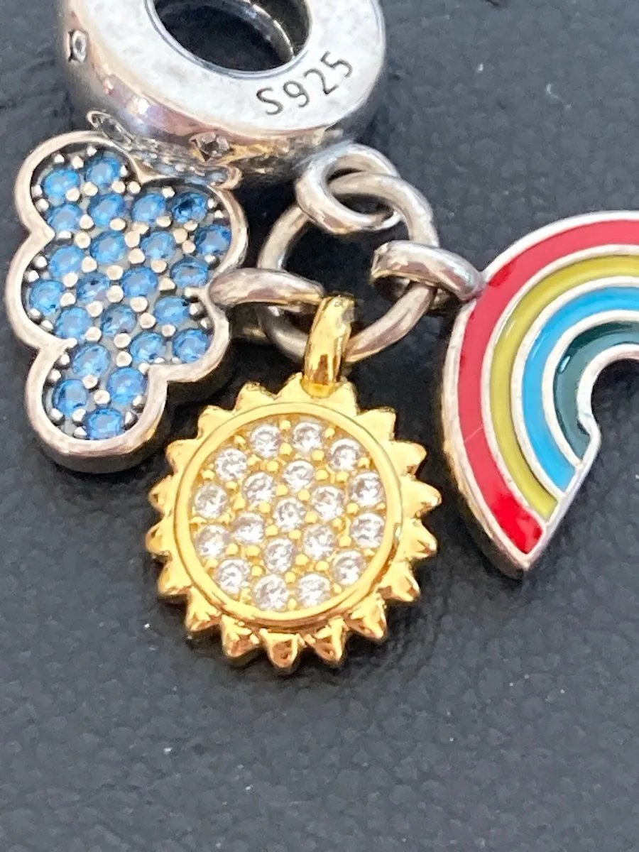 Sterling Silver rainbow, sun & cloud charm - Image 4