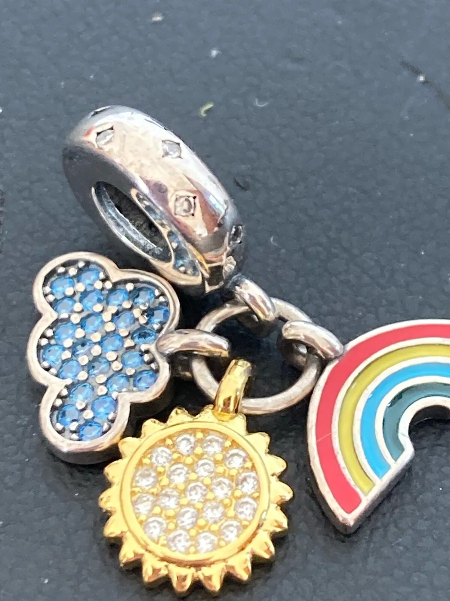 Sterling Silver rainbow, sun & cloud charm - Image 1