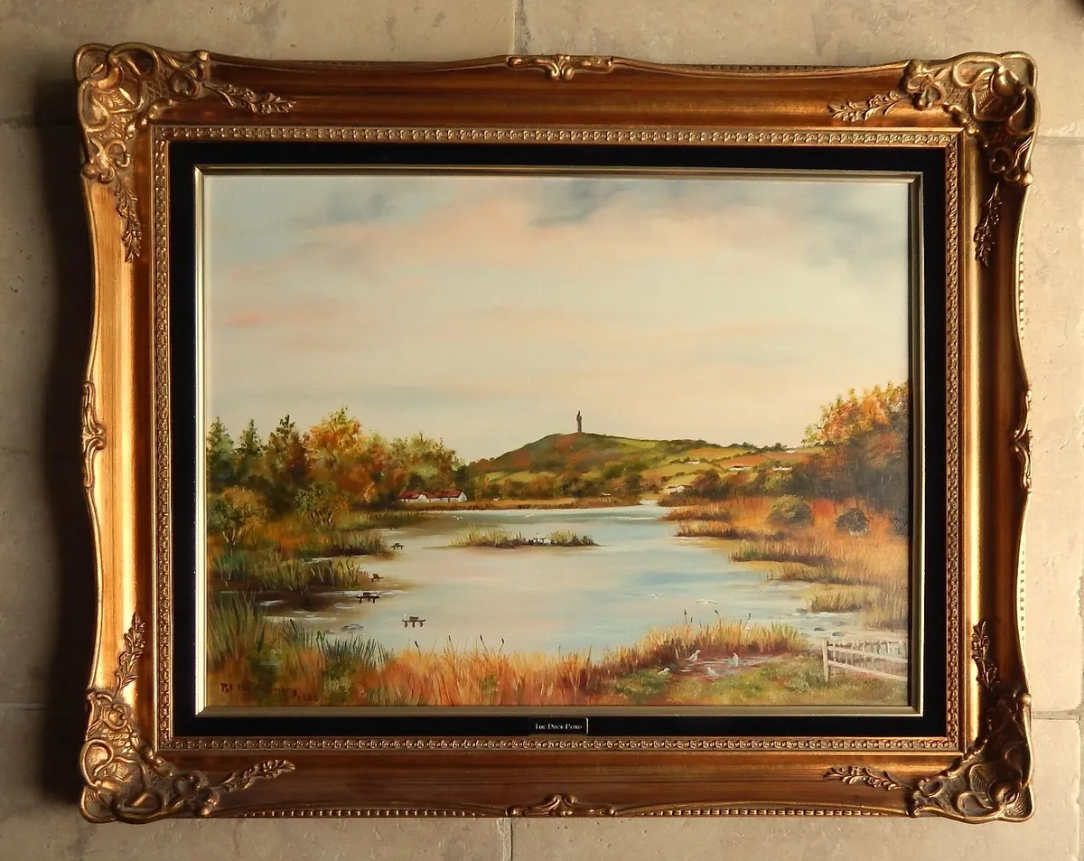 Large Vintage Signed Oil on Canvas Painting - Image 1