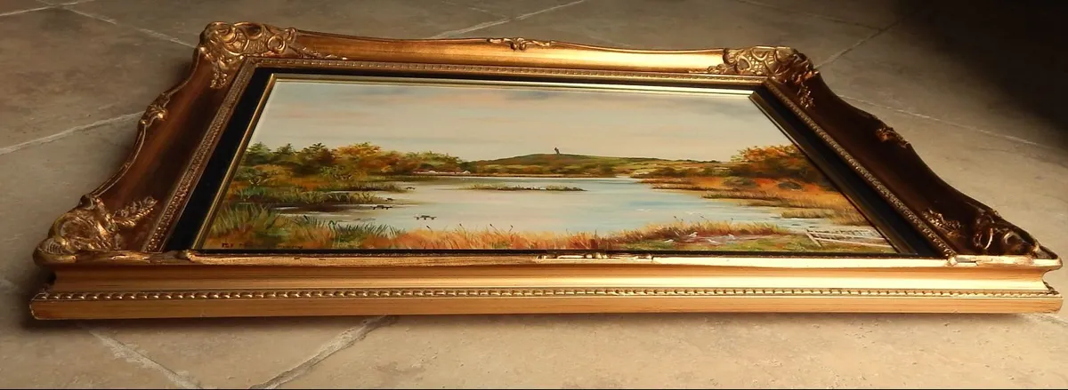 Large Vintage Signed Oil on Canvas Painting - Image 4