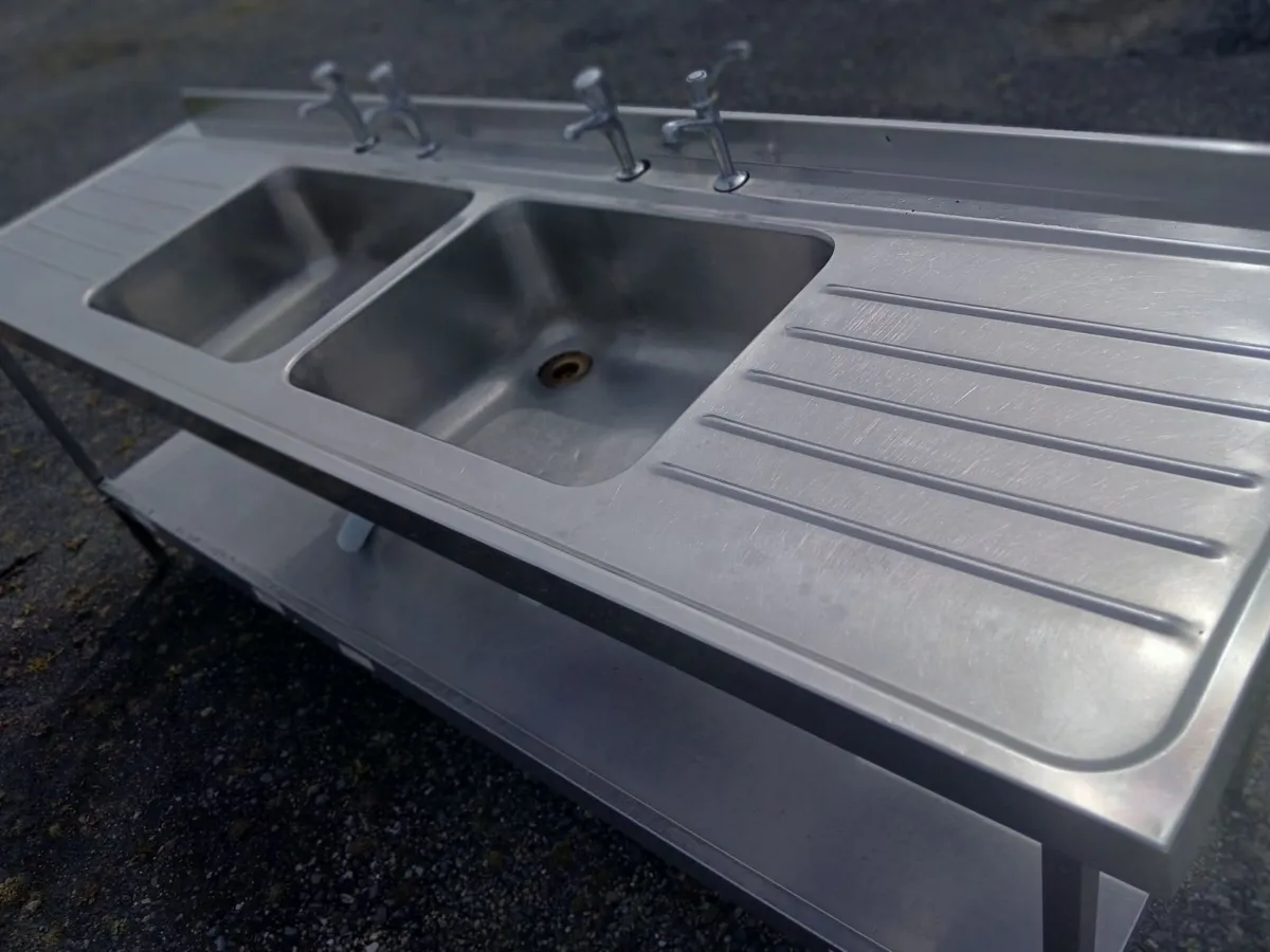 Staneless steel cabbinet double sink unit complete - Image 1