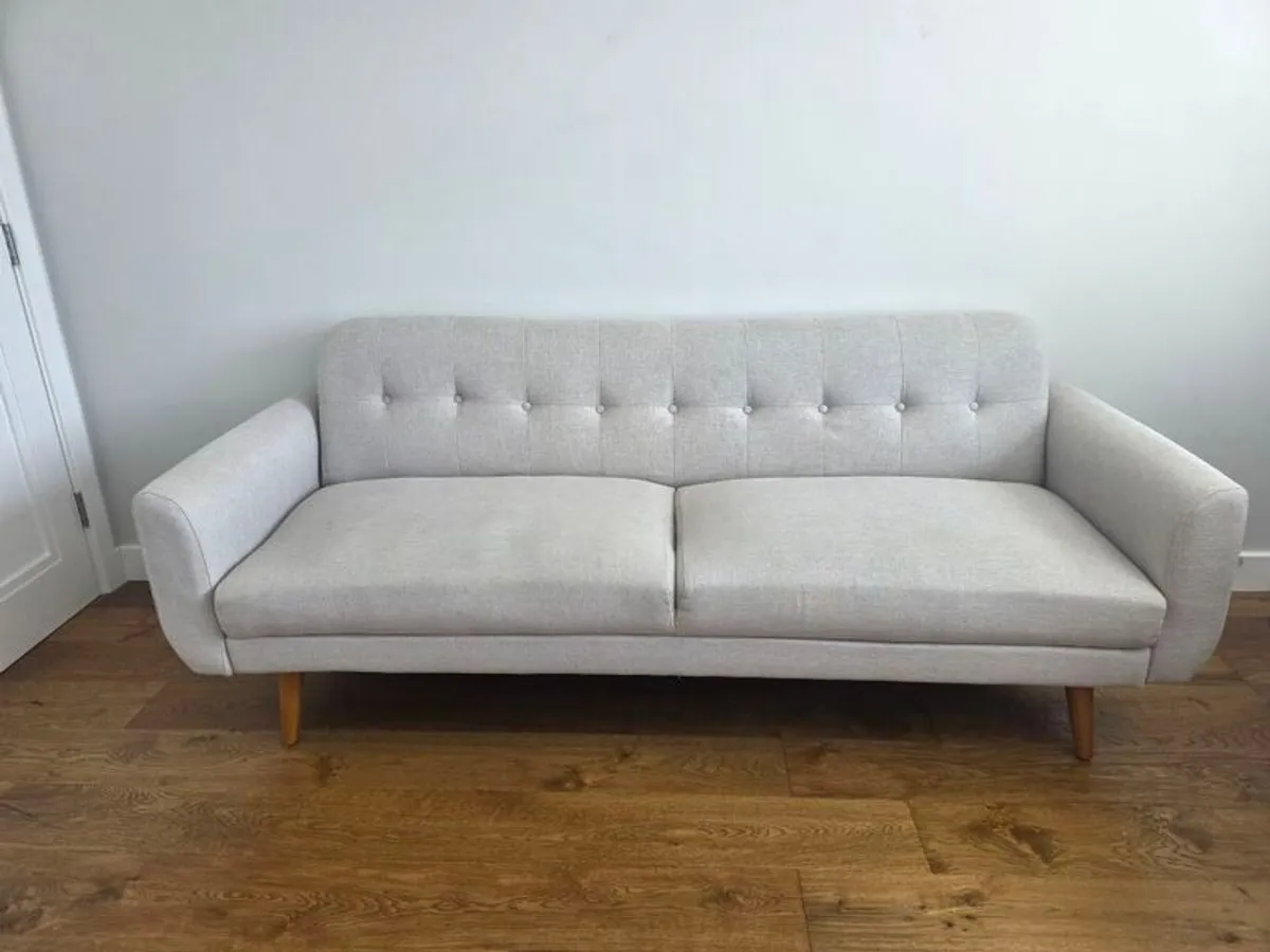 3 Seater Sofa Bed Light Grey Fabric Excellent Condition - Image 1