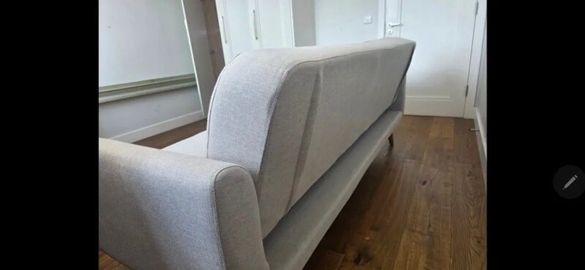 3 Seater Sofa Bed Light Grey Fabric Excellent Condition - Image 4