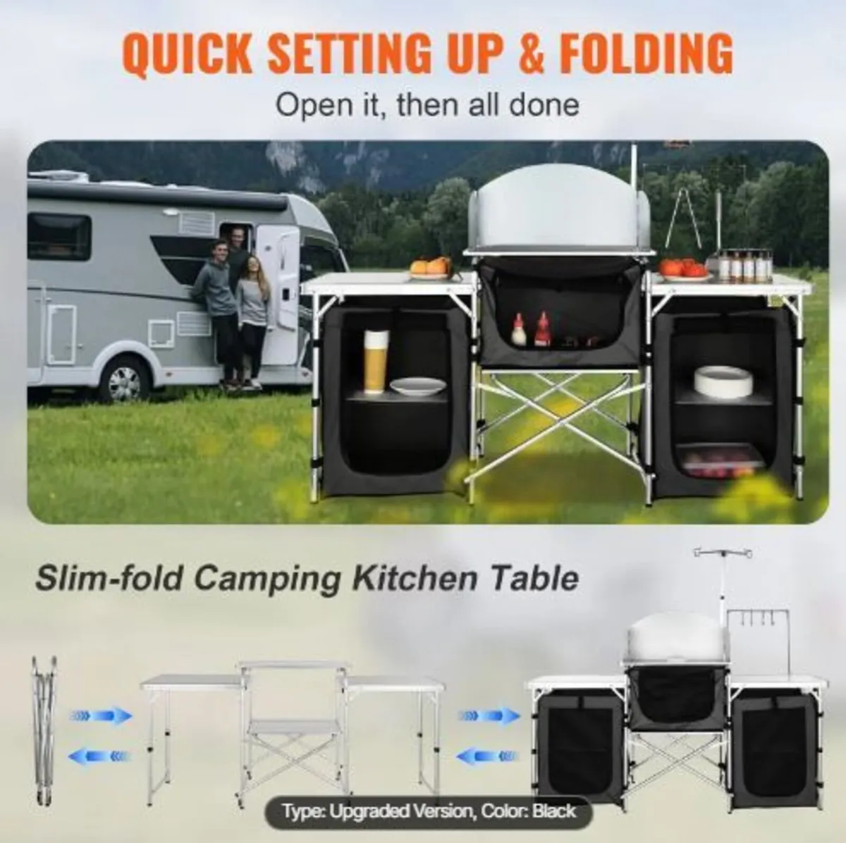 Camping Kitchen Table, Folding Outdoor - Image 4