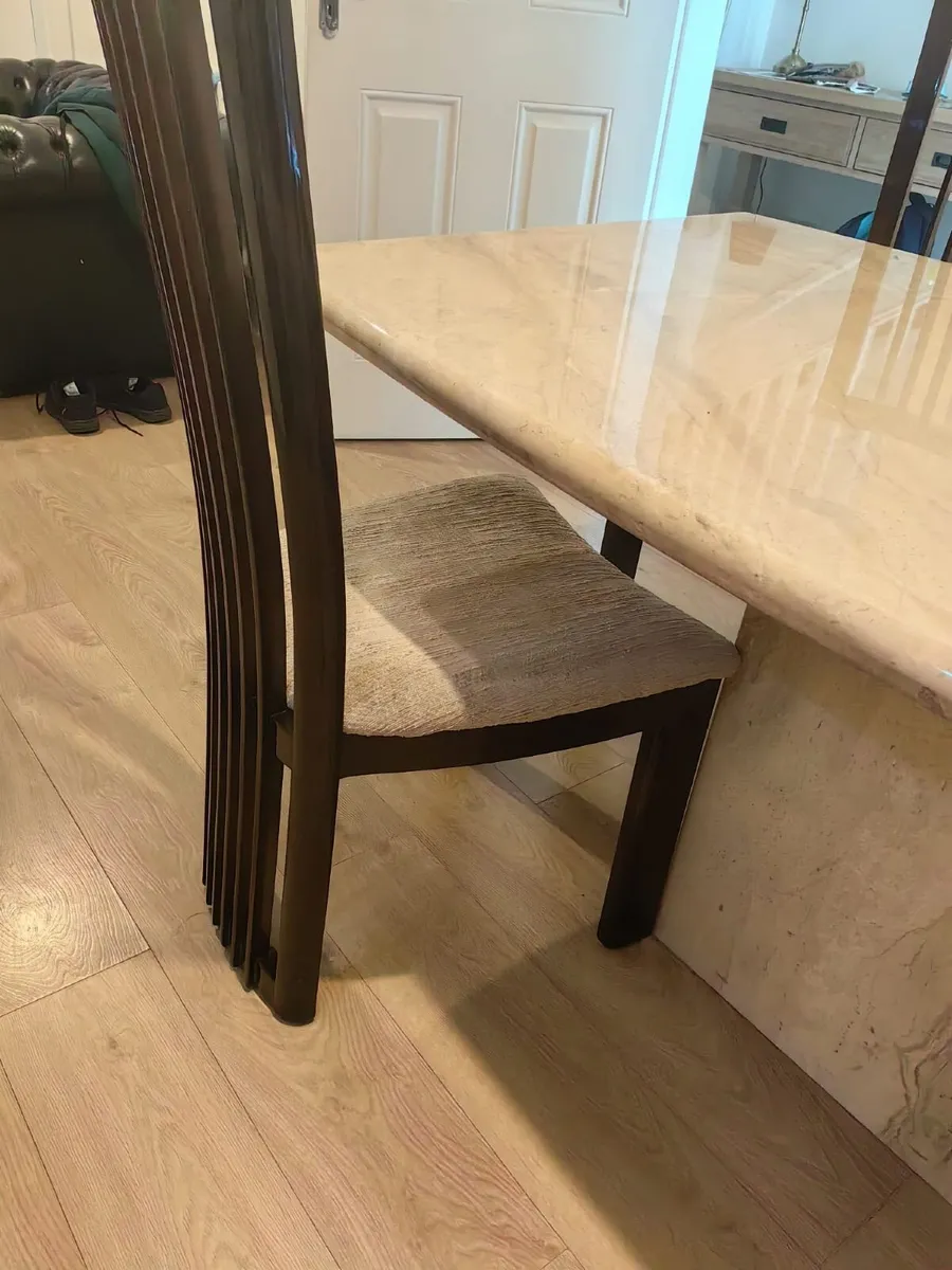 Dining Table + 4 Chairs - Solid Marble Top - Image 4