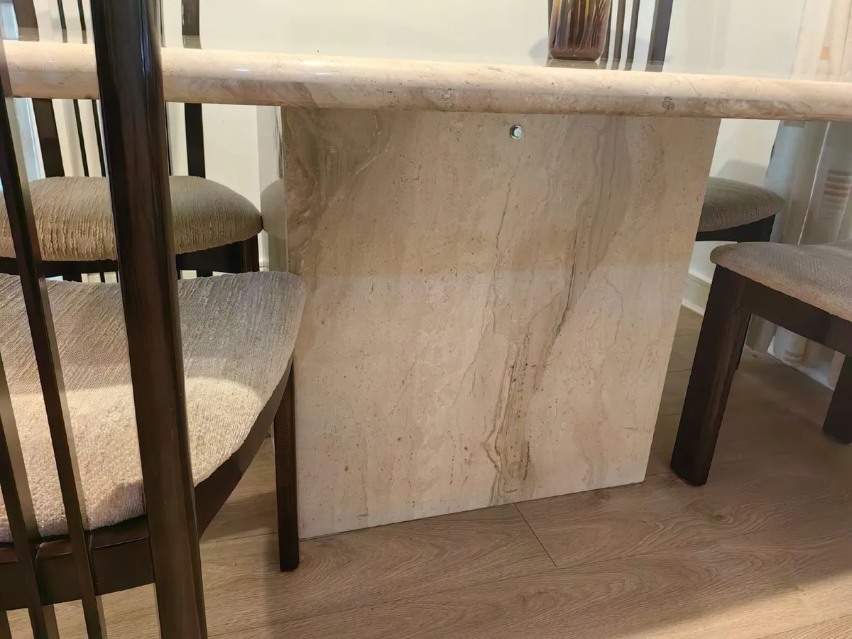 Dining Table + 4 Chairs - Solid Marble Top - Image 3