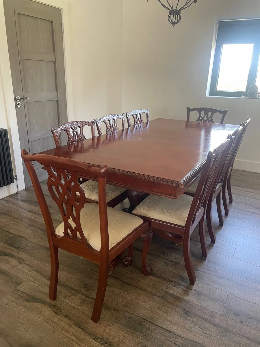 Antique solid wood table and chairs - Image 1