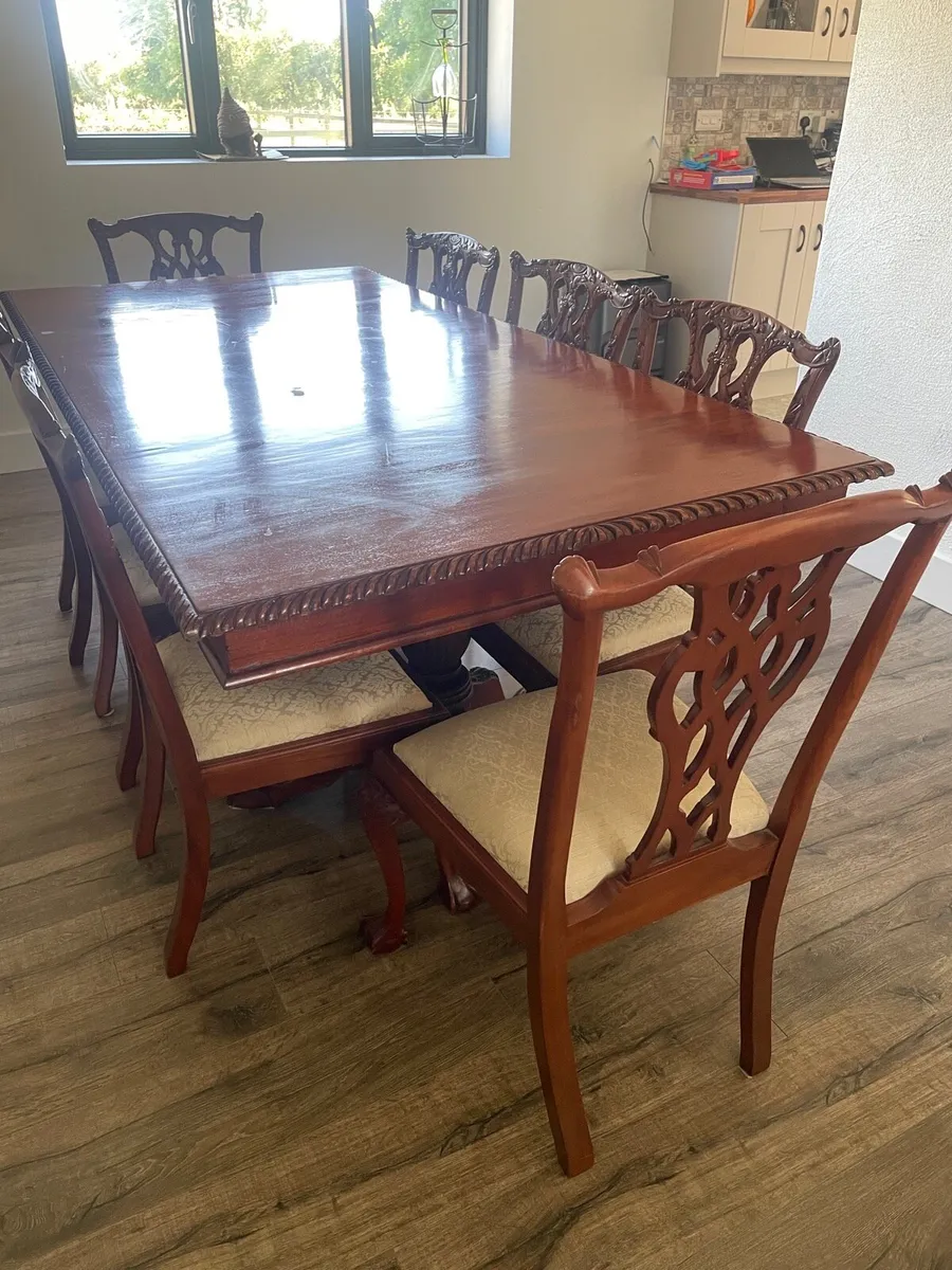 Antique solid wood table and chairs - Image 4