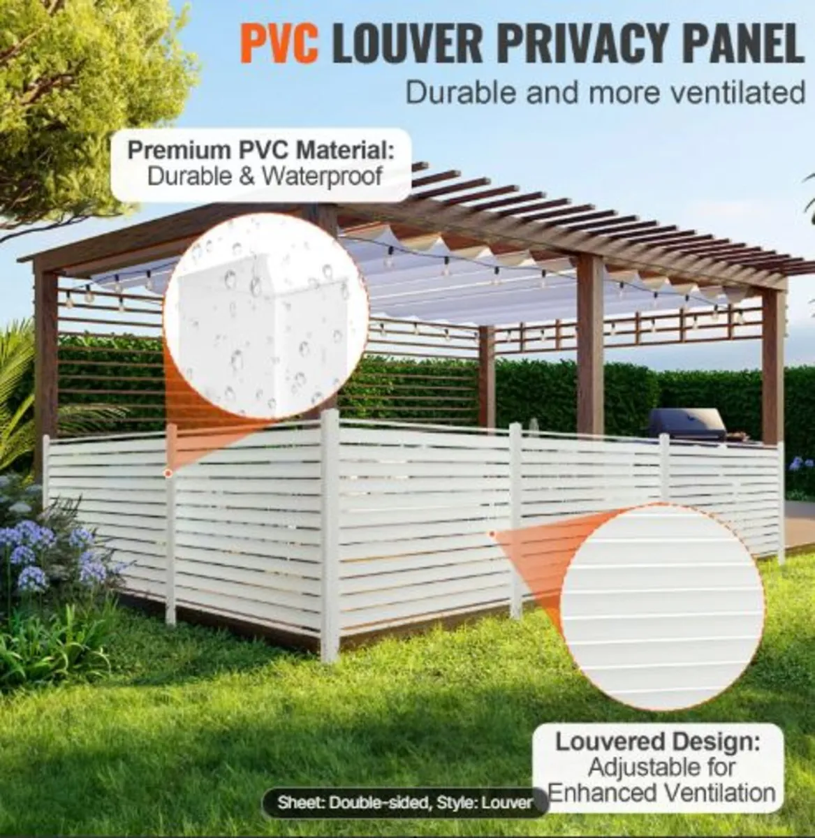 48" W x 48" H Vinyl Privacy Fence Panels, Air - Image 3