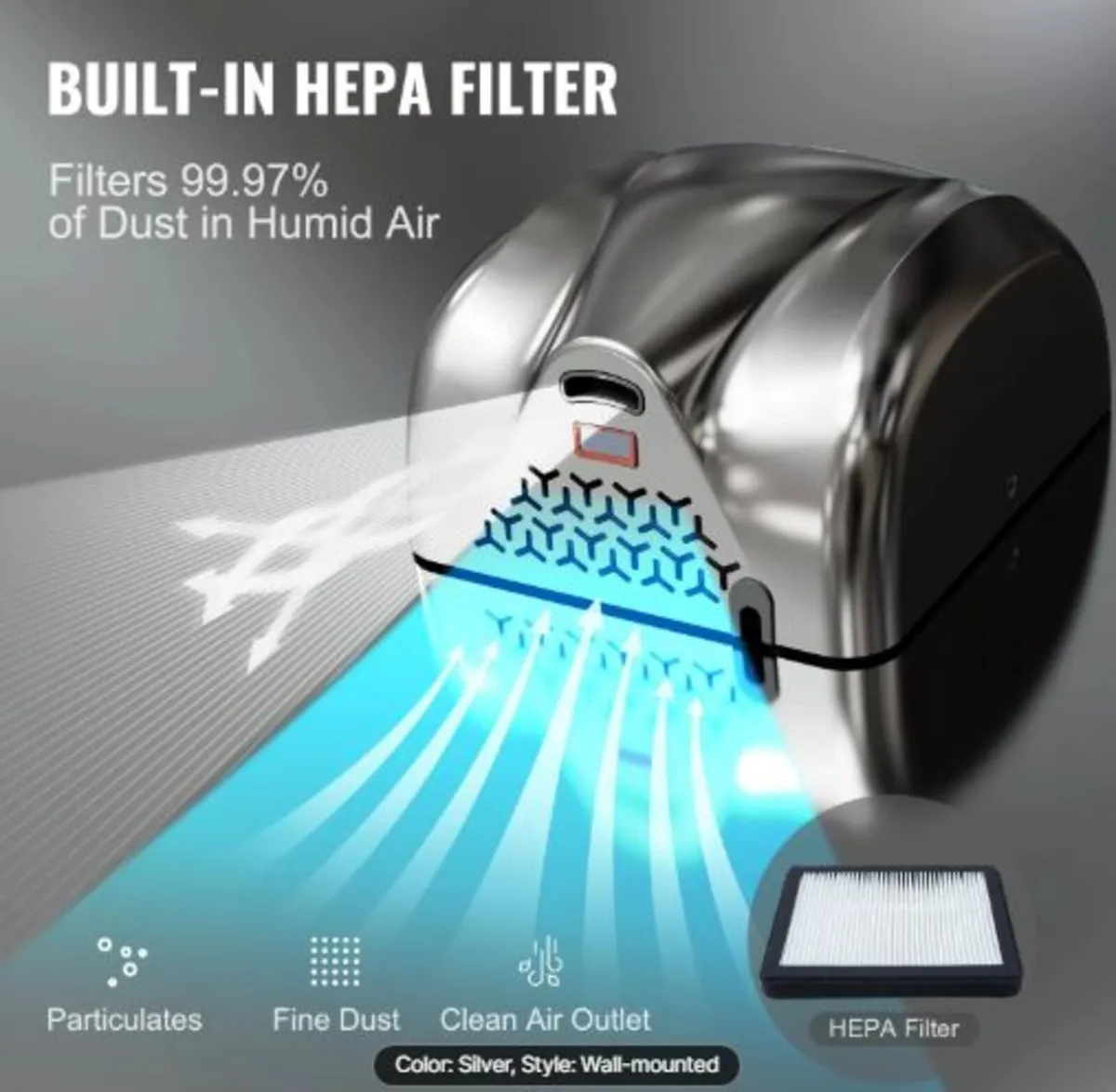 Heavy Duty Commercial Hand Dryer, 1800W Automatic - Image 3