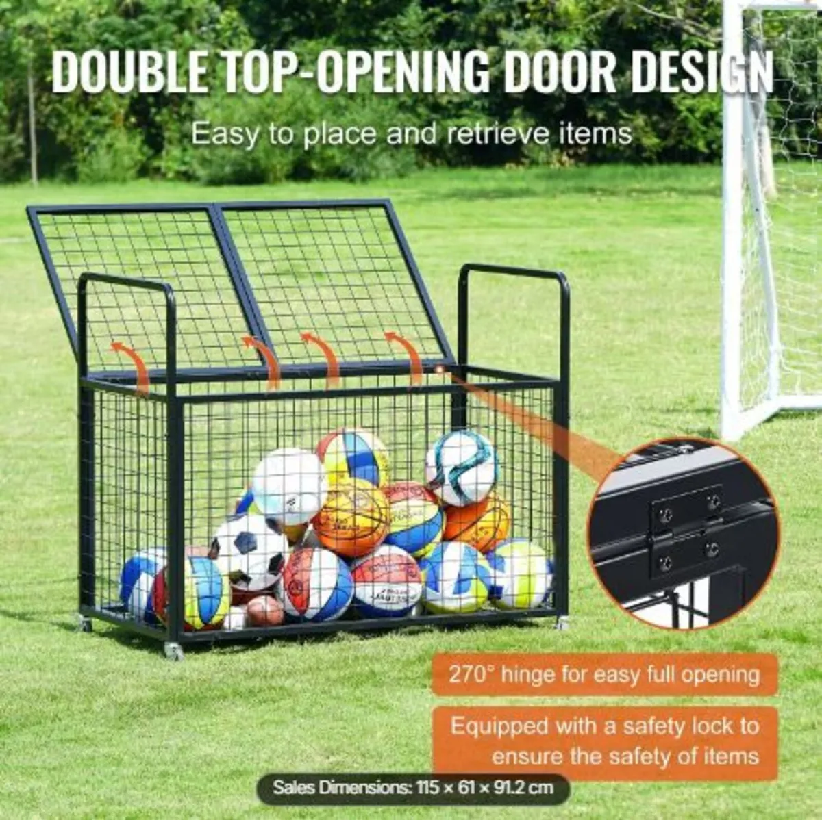 Rolling Sports Ball Storage Cart - Image 1