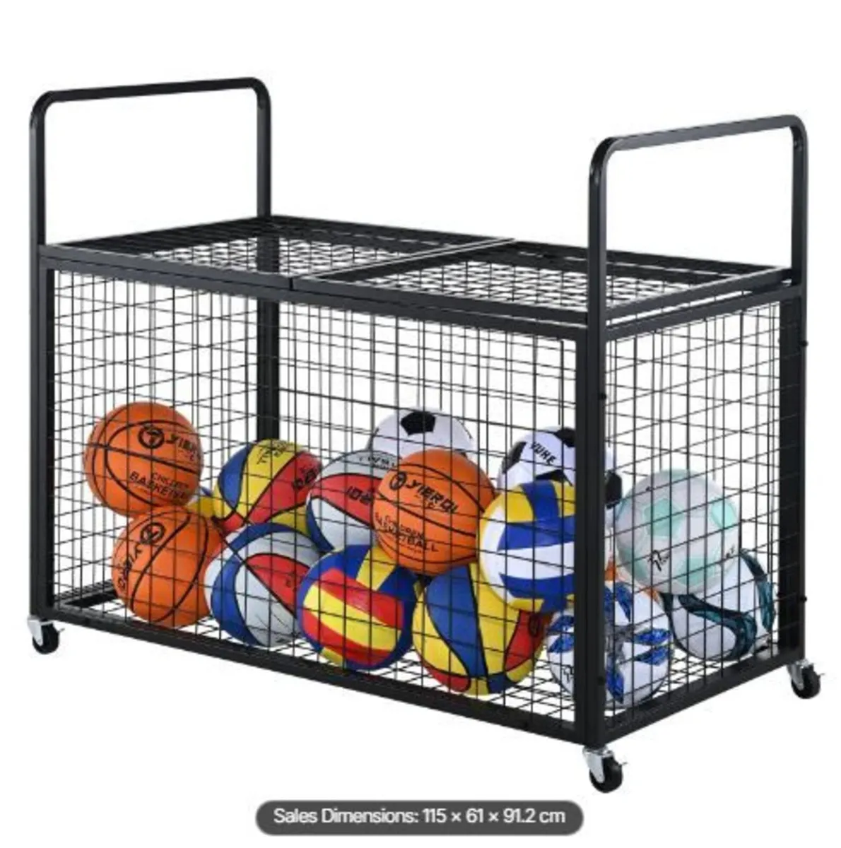 Rolling Sports Ball Storage Cart - Image 2