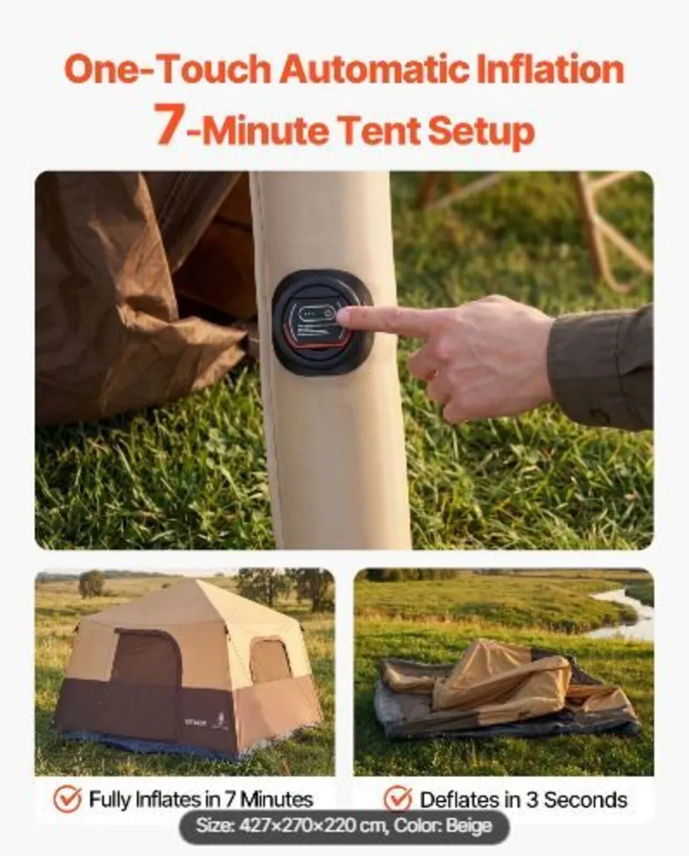 Camping Tent, 8 Person Inflatable Cabin Tent - Image 2