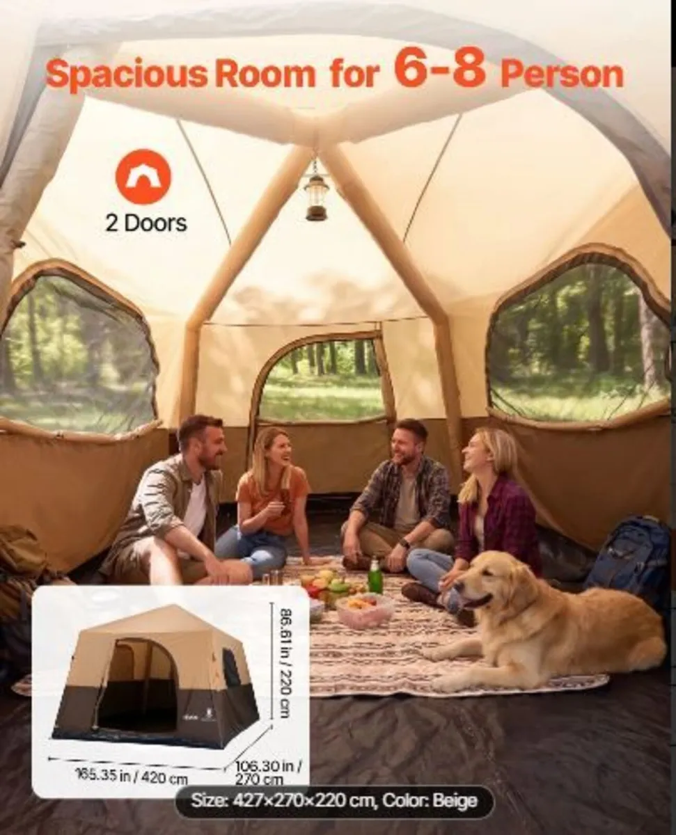 Camping Tent, 8 Person Inflatable Cabin Tent - Image 3