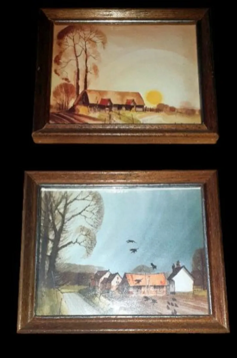 4 Vintage Miniature Framed Country Landscapes - Image 3