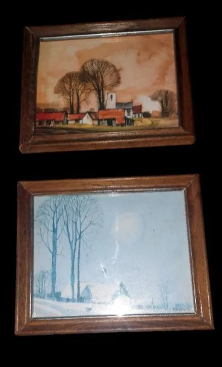 4 Vintage Miniature Framed Country Landscapes - Image 4
