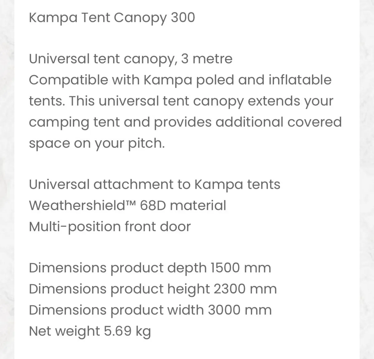 Kampa Tent Canopy - Image 4